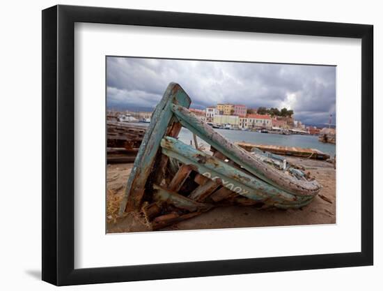 Greece, Crete, Chania, Harbour, Boat Wreck-Catharina Lux-Framed Photographic Print