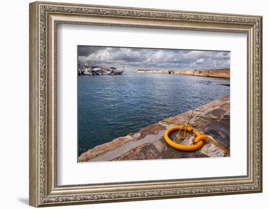 Greece, Crete, Chania, Harbour, Fixing Ring-Catharina Lux-Framed Photographic Print