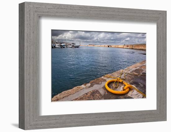 Greece, Crete, Chania, Harbour, Fixing Ring-Catharina Lux-Framed Photographic Print