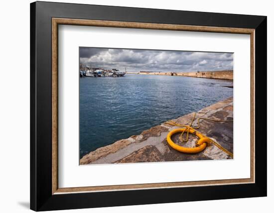 Greece, Crete, Chania, Harbour, Fixing Ring-Catharina Lux-Framed Photographic Print