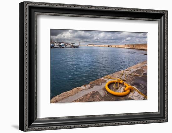 Greece, Crete, Chania, Harbour, Fixing Ring-Catharina Lux-Framed Photographic Print