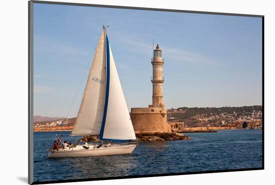 Greece, Crete, Chania, Port Entrance, Sailboat-Catharina Lux-Mounted Photographic Print