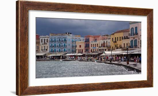 Greece, Crete, Chania, Venetian Harbour, Waterside Promenade-Catharina Lux-Framed Photographic Print