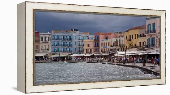 Greece, Crete, Chania, Venetian Harbour, Waterside Promenade-Catharina Lux-Framed Premier Image Canvas