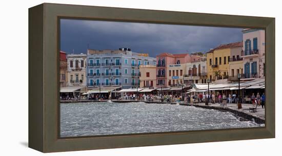 Greece, Crete, Chania, Venetian Harbour, Waterside Promenade-Catharina Lux-Framed Premier Image Canvas