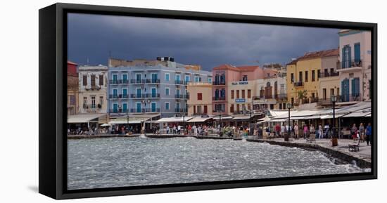 Greece, Crete, Chania, Venetian Harbour, Waterside Promenade-Catharina Lux-Framed Premier Image Canvas