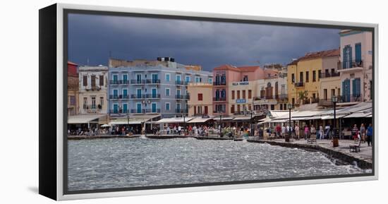 Greece, Crete, Chania, Venetian Harbour, Waterside Promenade-Catharina Lux-Framed Premier Image Canvas