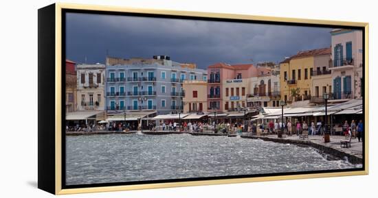 Greece, Crete, Chania, Venetian Harbour, Waterside Promenade-Catharina Lux-Framed Premier Image Canvas