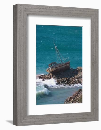 Greece, Crete, Coast, Fishing Cutter, Stranded-Carl-Werner Schmidt-Luchs-Framed Photographic Print