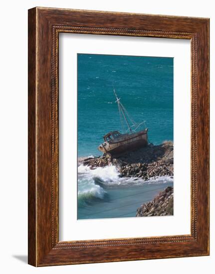 Greece, Crete, Coast, Fishing Cutter, Stranded-Carl-Werner Schmidt-Luchs-Framed Photographic Print