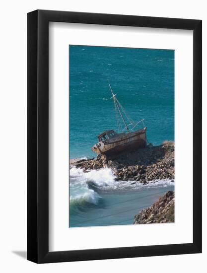 Greece, Crete, Coast, Fishing Cutter, Stranded-Carl-Werner Schmidt-Luchs-Framed Photographic Print