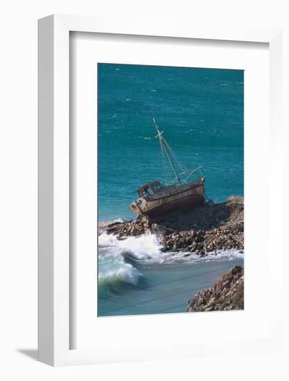 Greece, Crete, Coast, Fishing Cutter, Stranded-Carl-Werner Schmidt-Luchs-Framed Photographic Print