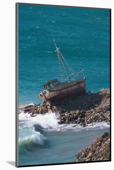 Greece, Crete, Coast, Fishing Cutter, Stranded-Carl-Werner Schmidt-Luchs-Mounted Photographic Print