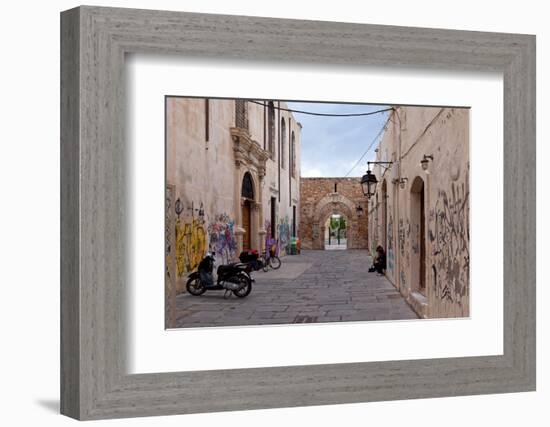 Greece, Crete, Rethimnon, Lane with Graffiti-Catharina Lux-Framed Photographic Print