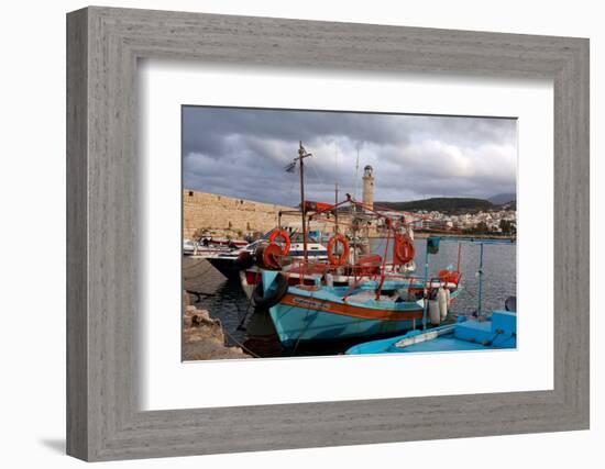 Greece, Crete, Rethimnon, Venetian Harbour, Fishing Boats-Catharina Lux-Framed Photographic Print