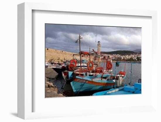 Greece, Crete, Rethimnon, Venetian Harbour, Fishing Boats-Catharina Lux-Framed Photographic Print