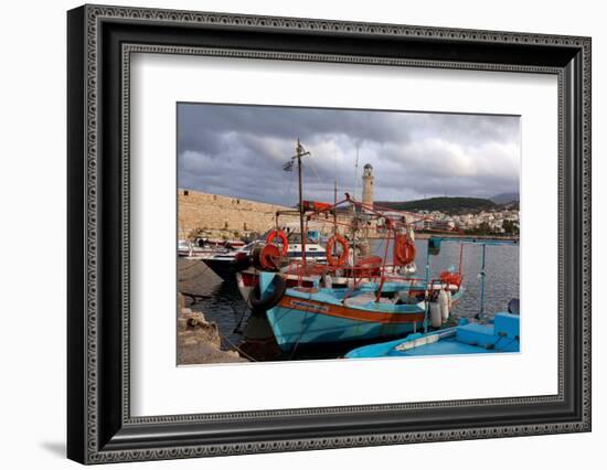 Greece, Crete, Rethimnon, Venetian Harbour, Fishing Boats-Catharina Lux-Framed Photographic Print