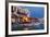 Greece, Crete, Rethimnon, Venetian Harbour, Illuminated, in the Evening-Catharina Lux-Framed Photographic Print