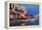 Greece, Crete, Rethimnon, Venetian Harbour, Illuminated, in the Evening-Catharina Lux-Framed Premier Image Canvas