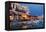 Greece, Crete, Rethimnon, Venetian Harbour, Illuminated, in the Evening-Catharina Lux-Framed Premier Image Canvas