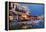 Greece, Crete, Rethimnon, Venetian Harbour, Illuminated, in the Evening-Catharina Lux-Framed Premier Image Canvas