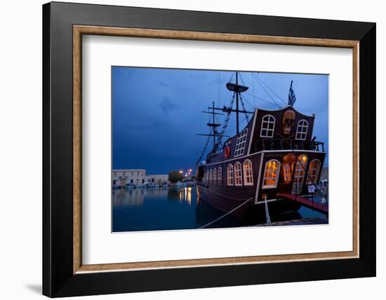 Greece, Crete, Rethimnon, Venetian Harbour, Pirate Ship-Catharina Lux-Framed Photographic Print
