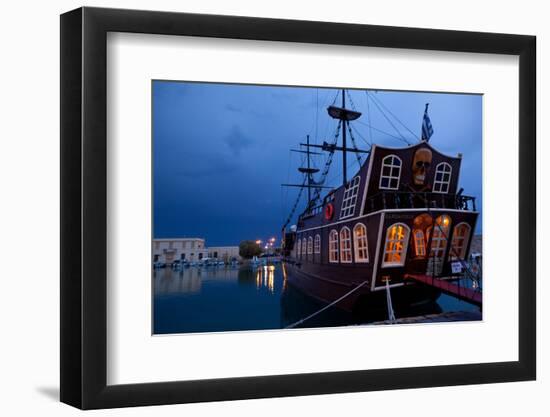 Greece, Crete, Rethimnon, Venetian Harbour, Pirate Ship-Catharina Lux-Framed Photographic Print