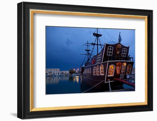 Greece, Crete, Rethimnon, Venetian Harbour, Pirate Ship-Catharina Lux-Framed Photographic Print