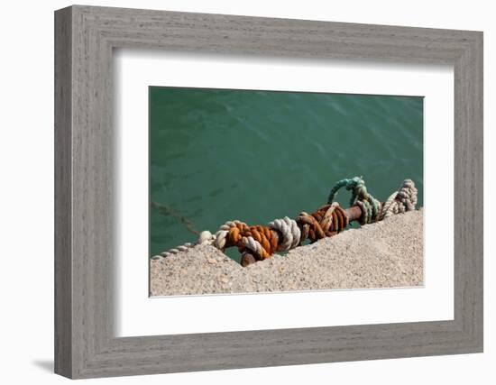 Greece, Crete, Sitia, Harbour, Landing Stage, Ropes-Catharina Lux-Framed Photographic Print