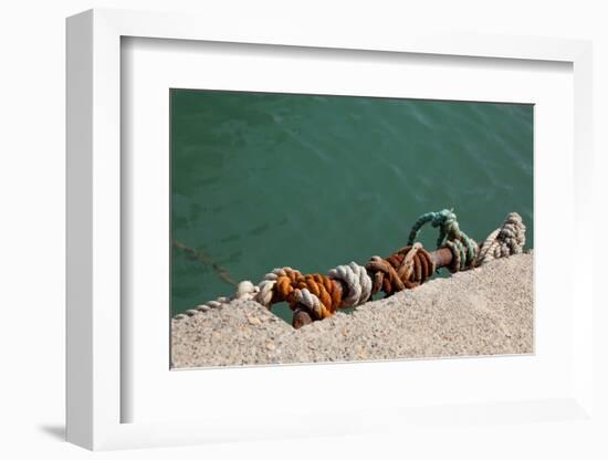 Greece, Crete, Sitia, Harbour, Landing Stage, Ropes-Catharina Lux-Framed Photographic Print