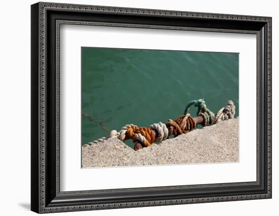 Greece, Crete, Sitia, Harbour, Landing Stage, Ropes-Catharina Lux-Framed Photographic Print