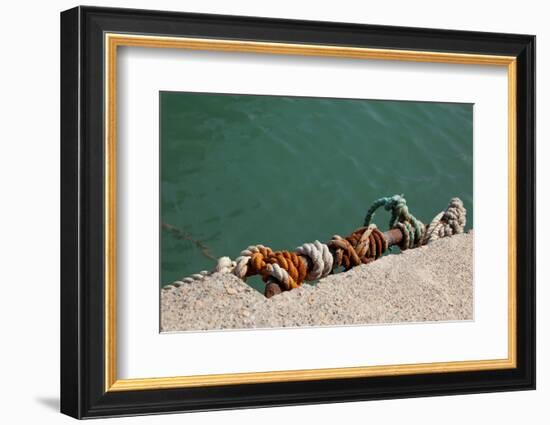 Greece, Crete, Sitia, Harbour, Landing Stage, Ropes-Catharina Lux-Framed Photographic Print