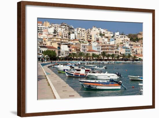 Greece, Crete, Sitia, Harbour, Waterside Promenade-Catharina Lux-Framed Photographic Print