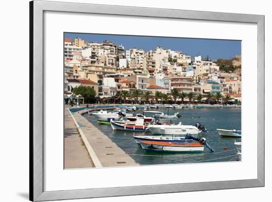 Greece, Crete, Sitia, Harbour, Waterside Promenade-Catharina Lux-Framed Photographic Print