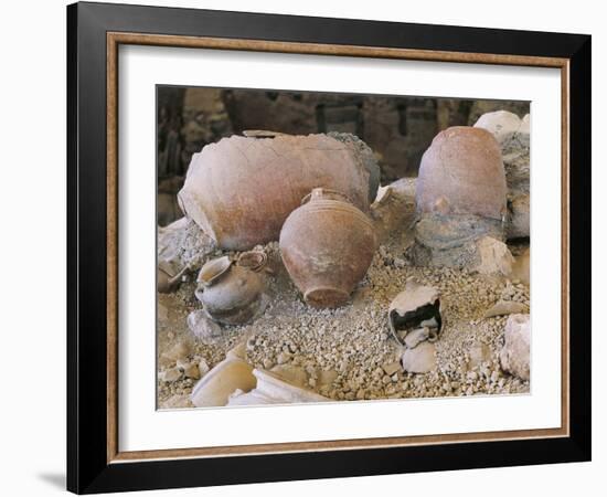 Greece, Cyclades Islands, Santorini, Vases and Amphorae at Akrotiri Archaeological Site-null-Framed Giclee Print