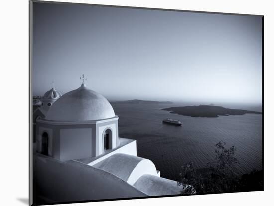 Greece, Cyclades, Santorini, Fira (Thira), Church and View of Santorini Caldera-Michele Falzone-Mounted Photographic Print