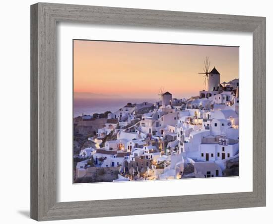 Greece, Cyclades, Santorini, Oia Town and Santorini Caldera-Michele Falzone-Framed Photographic Print