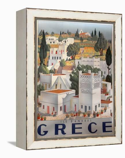 Greece Dandros travel poster-null-Framed Premier Image Canvas