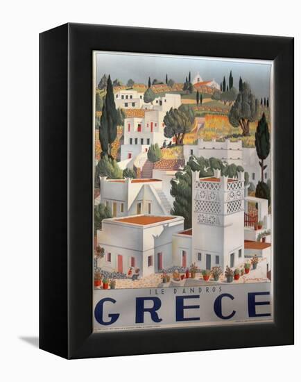 Greece Dandros travel poster-null-Framed Premier Image Canvas