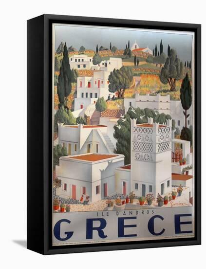 Greece Dandros travel poster-null-Framed Premier Image Canvas