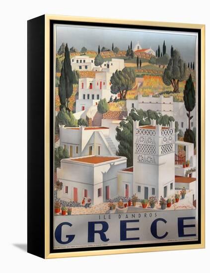 Greece Dandros travel poster-null-Framed Premier Image Canvas