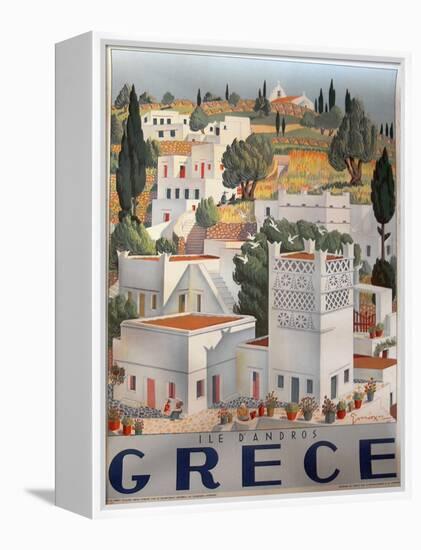 Greece Dandros travel poster-null-Framed Premier Image Canvas