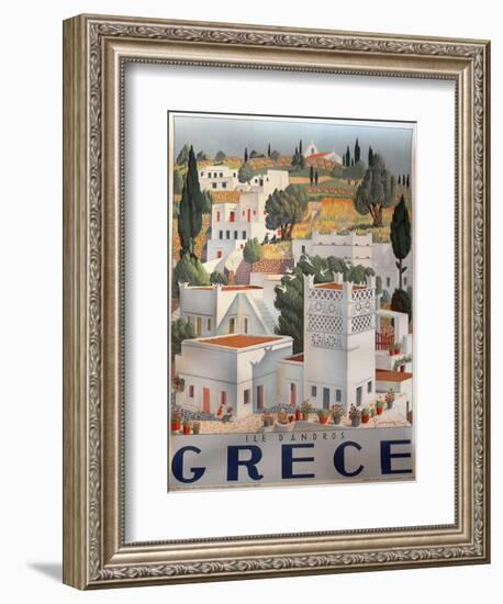 Greece Dandros travel poster-null-Framed Giclee Print