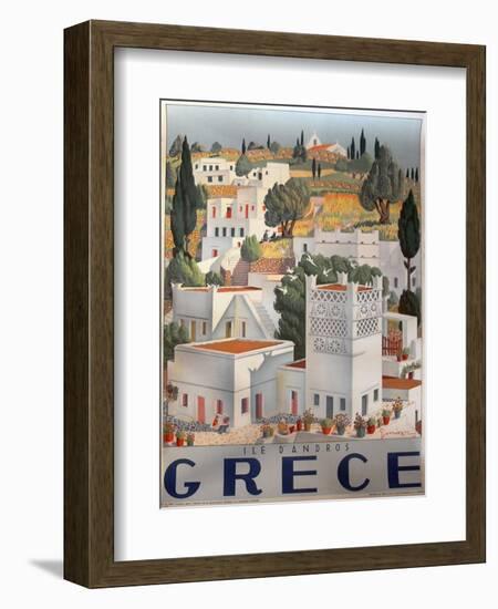 Greece Dandros travel poster-null-Framed Giclee Print