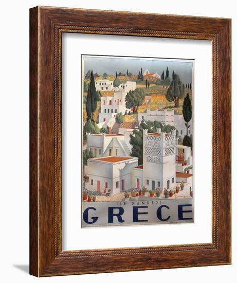 Greece Dandros travel poster-null-Framed Giclee Print