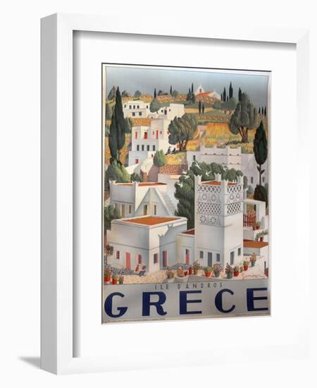 Greece Dandros travel poster-null-Framed Giclee Print