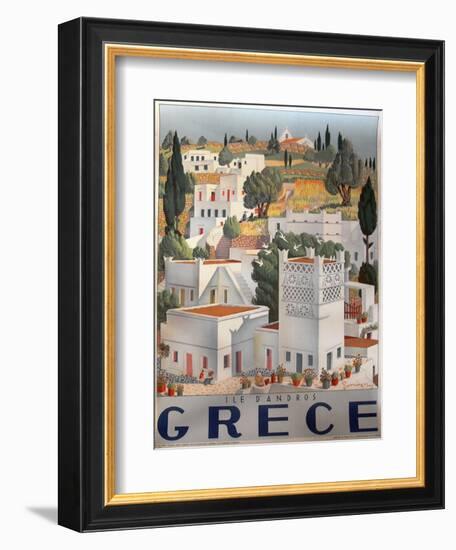 Greece Dandros travel poster-null-Framed Giclee Print