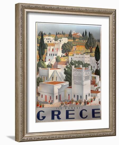 Greece Dandros travel poster-null-Framed Giclee Print