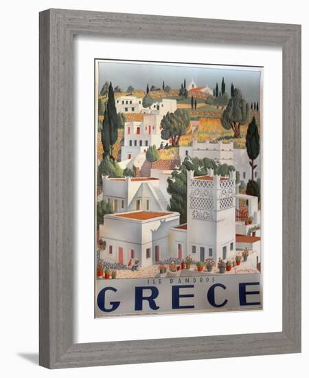 Greece Dandros travel poster-null-Framed Giclee Print