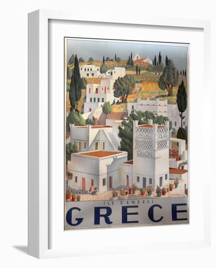 Greece Dandros travel poster-null-Framed Giclee Print